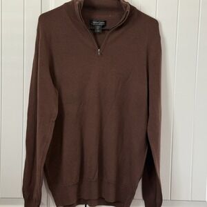 Christian Lacroix Extra Fine‎ Merino Wool Sweater Mens Medium Brown 1/4 Zip